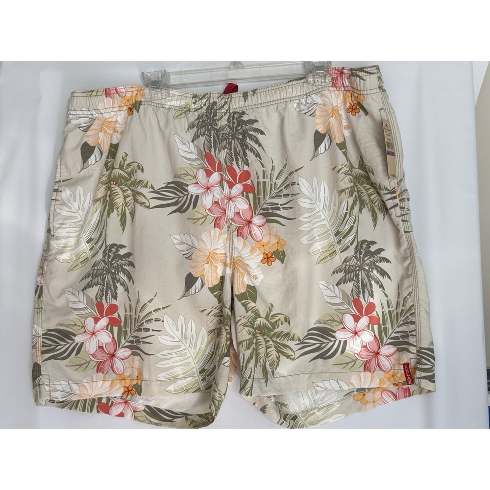 New Tommy Bahama Swim Trunks Shorts Men's XXL Temple Of Bloom French Clay